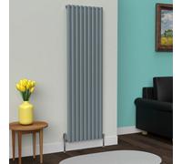 Lux Heat Oval Coloured Vertical Radiator Pebble Grey 1800mm X 540mm - Single