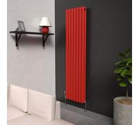 Lux Heat Oval Coloured Vertical Radiator Poppy Red 1600mm X 420mm Double.