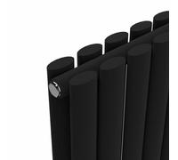 Lux Heat Oval Double Panel Vertical Radiator Black 1800 mm X 540 mm - 6647 Btu (1948 W)