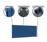 Lux Heat Oval Horizontal Coloured Radiator Galaxy Blue 600mm X 780mm Double - Lux Oval-600-780D