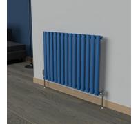 Lux Heat Oval Horizontal Coloured Radiator Galaxy Blue 600mm X 780mm Single - Mild Steel.
