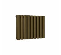 Lux Heat Oval Horizontal Radiator Antique Brass 400mm X 540mm Double Panel - 1618 Btu (474W).