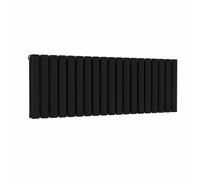 Lux Heat Oval Horizontal Radiator - Black - 400 mm X 1140 mm (Double)