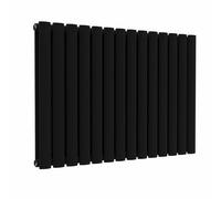 Lux Heat Oval Horizontal Radiator - Black - Double Panel 600 mm H X 780 mm W