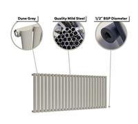 Lux Heat Oval Horizontal Radiator Dune Grey 400mm X 960mm - Single Panel Horizontal Radiator
