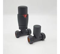 Lux Heat Straight Anthracite Grey Thermostatic Radiator Valve (TRV) Set