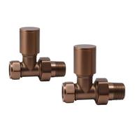 Lux Heat Straight Brushed Bronze Manual Round Radiator Valve Set