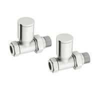 Lux Heat Straight Brushed Nickel Manual Round Radiator Valve Set