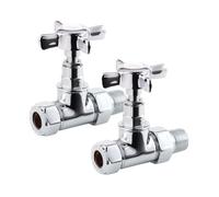 Lux Heat Straight Chrome Manual Cross-Head Radiator Valve Set