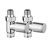 Lux Heat Straight Chrome Manual Round Radiator Valve Set
