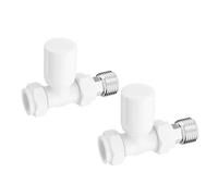 Lux Heat Straight White Manual Radiator Valve Set