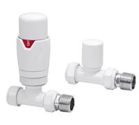 Lux Heat Straight White Thermostatic Radiator Valve (Trv) Set