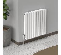 Lux Heat White Oval Horizontal Double Panel Designer Radiator 600mm (H) x 540mm (W)