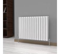 Lux Heat White Oval Horizontal Double Panel Designer Radiator 600mm (H) X 780mm (W)