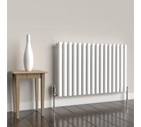 Lux Heat White Oval Horizontal Single Panel Designer Radiator 600mm (H) X 960mm (W)