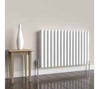 Lux Heat White Oval Horizontal Single Panel Designer Radiator 600mm (H) x 960mm (W)