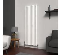 Lux Heat White Oval Vertical Double Panel Designer Radiator 1600mm (H) x 540mm (W)