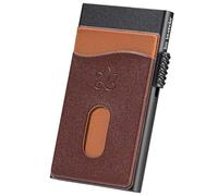 LUX LAVENDER Professional RFID Blocking Card Holder Wallet, Slim Design with Smooth Pop-Up Button, 6 Card Slots, Plus Cash Pocket, Chocolate Brown, Luxury