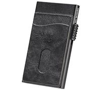 LUX LAVENDER Professional RFID Blocking Card Holder Wallet, Slim Design with Smooth Pop-Up Button, 6 Card Slots, Plus Cash Pocket, Black, Luxury