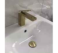 LUX London - Whirlpool - Single Lever Bathroom Sink Tap - Brushed Gold - (with Push Button Waste)