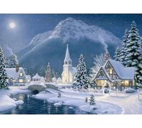 LUX PRESS PREMIUM USA-MADE BOXED CHRISTMAS CARDS OF CHRISTMAS VILLAGE| 6 X 8 Size | 16 Cards and 16 Envelopes per Box | Soft Touch-Finish | Full Color Inside Artwork and Greeting