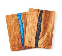 Lux Resin - Premium Olive Wood Chopping Board, Cutting Board with Resin, Large Chopping Board (35 x 25 x 2cm), Wooden Serving Board, Pre-Oiled, Cutting Board for Kitchen (Black)