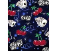 Lux Rosa Early 2000s Y2K Backdrop - Cherry, Dice & Playing Cards Vegas Blue Airbrush Design - 90s Old School Glamour Photo Prop, XL 5 ft x 6.5 ft Professional Photography Birthday Background