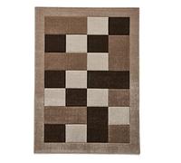 LUX Rugs Beige Geometric Rectangles & Squares Modern Floor Rug 120cm x 170cm | Border Framed | 100% Polypropylene Machine Made | Hand Carved