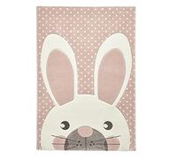 LUX Rugs Pink Cute Bunny Rabbit Design Childrens Floor Rug 60cm x 120cm | 100% Polypropylene | Heat Set Yarn | Soft Pile | Highly Durable | Kids Mat