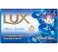 LUX - Soft Beauty Soap Bar - Indulgent Skincare for Face, Hands & Body - Enriched for Smooth, Radiant Skin - Gentle Daily Bath & Shower Soap w/Fresh Fragrance - Men & Women - 80g x 3 (Blue Aqua)
