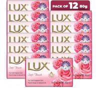 LUX Soft Touch Soap Bar, French Rose & Almond Oil, For Soft Fragrant Skin, 80g (12 Pack)
