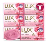 LUX Soft Touch Soap Bar, French Rose & Almond Oil, For Soft Fragrant Skin, 80g (6 Pack)