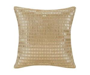 Lux Sparkles London Gold Beads Embedded Luxurious Sparkling Cushion cover with Crystal Glass Rhinestones and a Soft Dutch Velvet back Decorative Throw Cushion Cover. Gold, 45x45cm (18x18Inch)