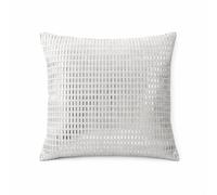 Lux Sparkles London White Beads Embedded Luxurious Sparkling Cushion cover with Crystal Glass Diamante and a Soft Dutch Velvet back Decorative Throw Cushion Cover. Silver & Grey 45x45cm (18x18Inch)