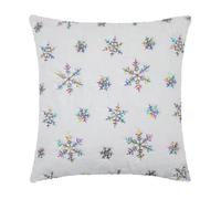 Lux Sparkles Snowflake Cushion Covers, Colorful Snowflake Plush Embroidery Pillowcases - 18 x 18 Inch Square Pillow Cases for Sofa Couch Christmas Decorations (1, White, 45x45cm)