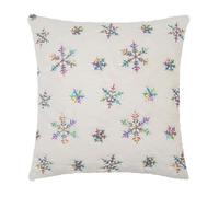 Lux Sparkles Snowflake Cushion Covers, Colorful Snowflake Plush Embroidery Pillowcases - 18 x 18 Inch Square Pillow Cases for Sofa Couch Christmas Decorations (1, Milky White, 45x45cm)