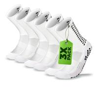 LUX SPORTS Dual Anti-Slip Compression Football Socks - 3 Pack, White, Unisex - Enhanced Grip & Football Sock - Reinforced Heel & Pressure Sleeve - Moisture Wicking & Sports Support