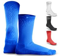 LUX SPORTS Grip Socks for Cleat Sports - Unisex, Ankle-High, One Size, Blue - DualGrip Anti Slip Socks for Men & Women - Arch Compression, Moisture-Wicking for Soccer, Football, Baseball & More