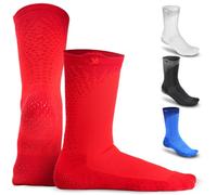 LUX SPORTS Grip Socks for Cleat Sports - Unisex, Ankle-High, One Size, Red - DualGrip Anti Slip Socks for Men & Women - Arch Compression, Moisture-Wicking for Soccer, Football, Baseball & More