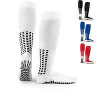 LUX Anti Slip Knee Football Socks,Non Slip Football/Basketball/Hockey Sports Grip Socks - White