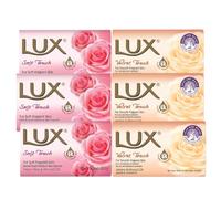 LUX Velvet Touch Soap bars (Jasmine & Almond Oil) 3pk, and LUX Soft Touch Soap Bars (French Rose & Almond Oil) 3pk, 80g each, 6pk
