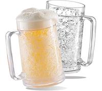 luxail Double Wall Insulated Mugs for Beer - Freezable Beer Mugs, 16 oz Freezer Beer Mugs - Perfect Beer Cooler Cups for Home Bar Accessories, Beer Gifts for Men, Insulated Gel Plastic Pint - 2 Pack