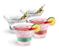 luxail Martini Glasses, Plastic Martini Glasses Set of 2, Double Wall Stemless Martini Cups, 9 Oz Capacity, Martini Gifts, Grey, 2 Reusable Cocktail Straws (Multicolor)