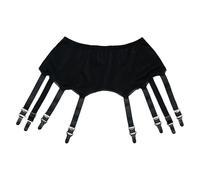 Luxallacki 8-Strap Retro Suspender Belt Metal Clips Thigh Stocking Holder Luxury Garter Underwear (Black,XL)