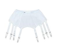 Luxallacki 8-Strap Retro Suspender Belt Metal Clips Thigh Stocking Holder Luxury Garter Underwear (White,L)