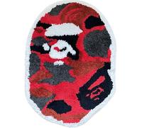 Luxape Bape Rug - Handmade & Premium- 28in W * 20in L (70 * 50cm) - Hypebeast Rug - Hypebeast Rug Decor - Living Room, Bedroom, Children Room, Door mat - A Bathing APE Rug (Camo Red)