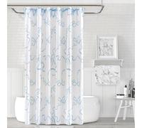 Luxape Bow Shower Curtain, Coquette Handcrafted Bow Tie Bath Curtain for Master Bathroom, Ruched Microfiber Bathroom Curtain with 12 Buttonholes, 72" W x 72" H (Coquette Blue)