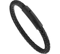 LUXAR Men’s Bracelet - Genuine Black Leather Bracelet with Stainless Steel Clasp or 8mm Matte Black Onyx Stone Bead Bracelet - Minimalist Designer Jewelry for Men, S, Onyx, Onyx