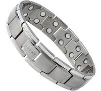 LUXAR Men's Magnetic Titanium Linked Bracelet (Brushed Titanium)