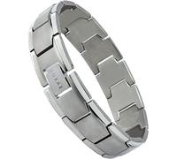 LUXAR Men's Titanium Link Bracelet | Solid Titanium Adjustable Bracelet Designed for Men | Explore The World of Luxar [Brushed Titanium]
